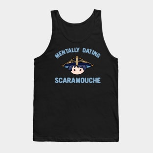 Mentally dating Genshin Impact Scaramouche wanderer chibi head text | Morcaworks Tank Top